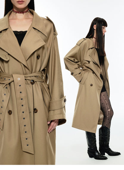 Khaki Double-Breasted Coat - CHINASQUAD