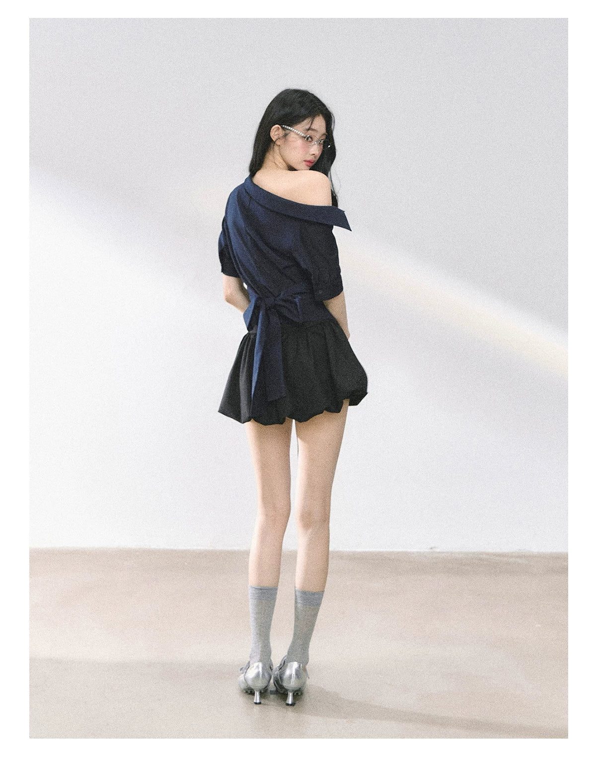 American-Style High-Waist Bubble Mini Skirt