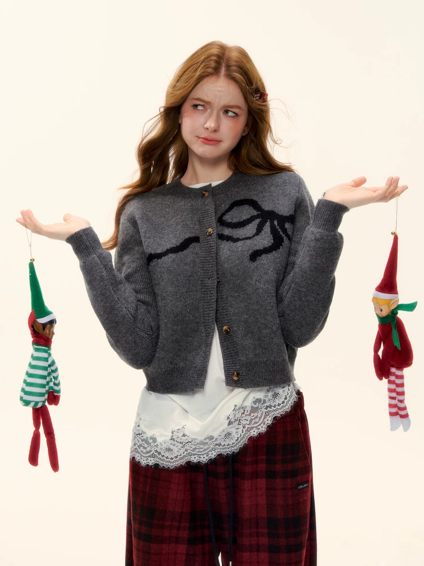 Crewneck Button-Front Cropped Knit Cardigan