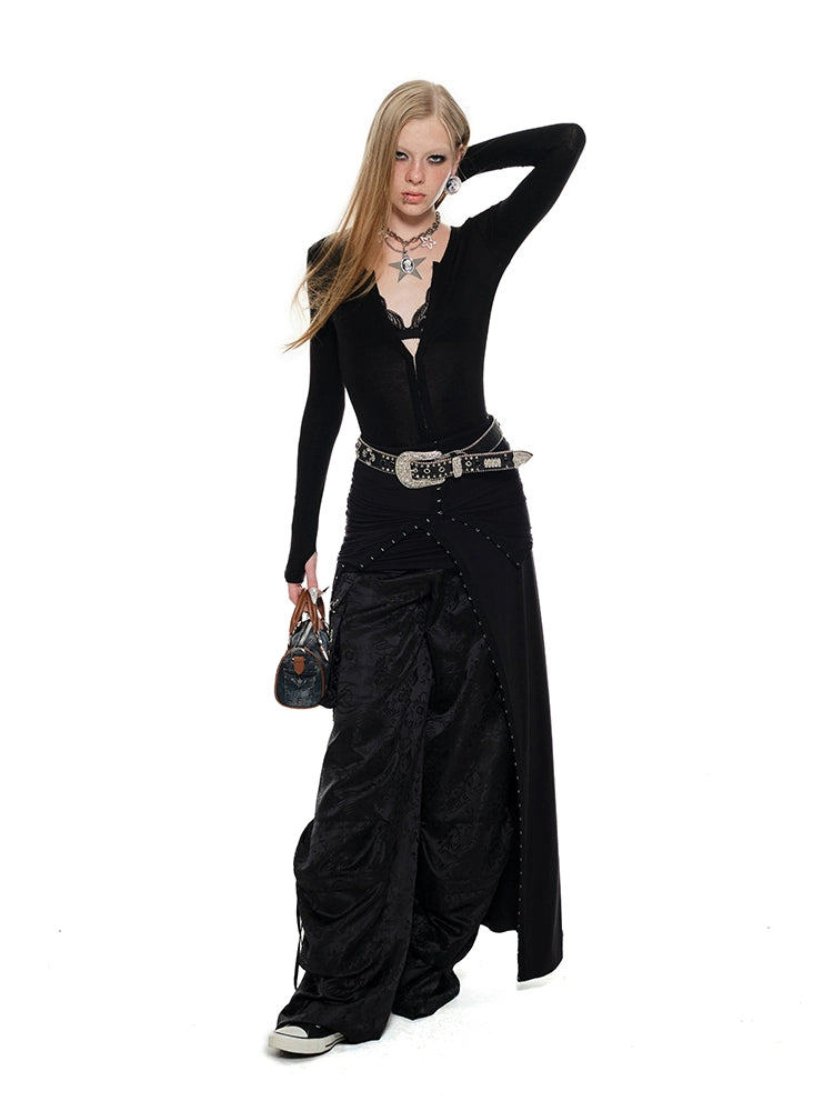 Black Strapless Hook Maxi Dress