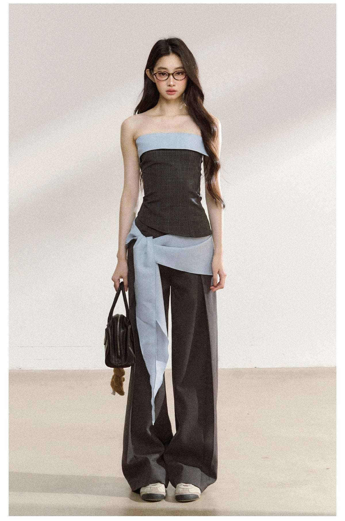 Tailored Draped Straight-Leg Trousers