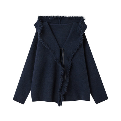 Fringed Hooded Cardigan