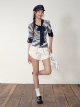 Soote Season Striped Ribbon Cuffed T-shirt - CHINASQUAD