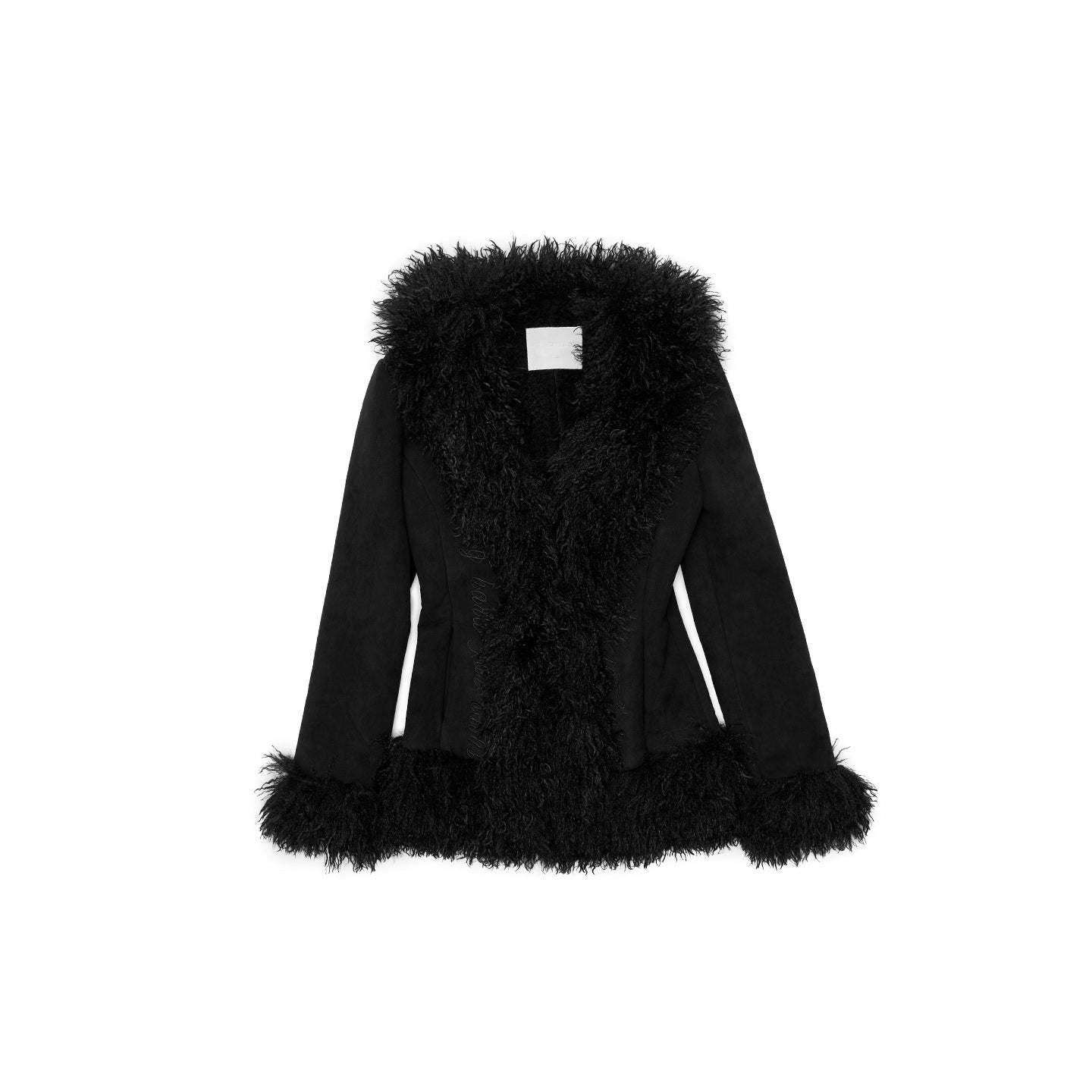 Suede Shearling Embroidered Panel Jacket
