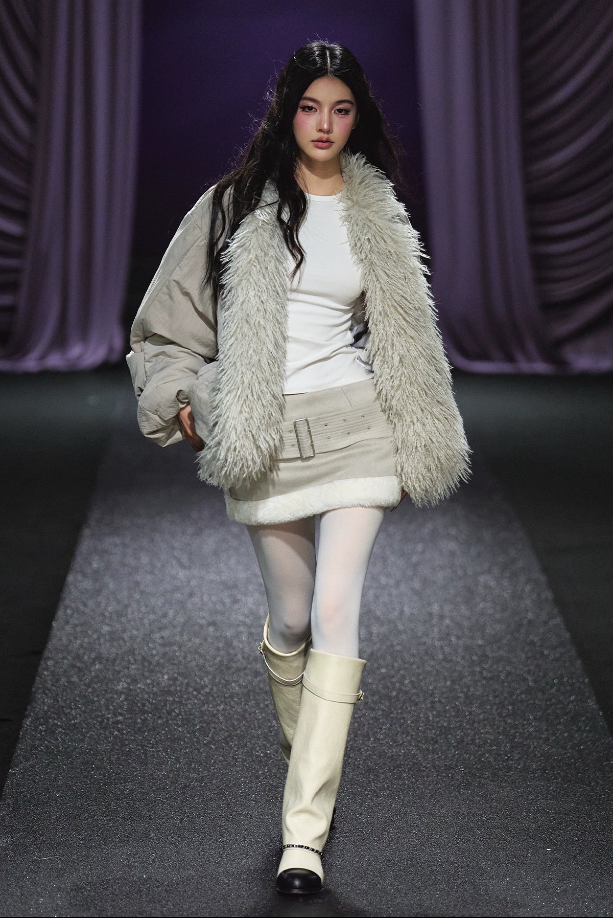 Plush-Collar Padded Cotton Coat