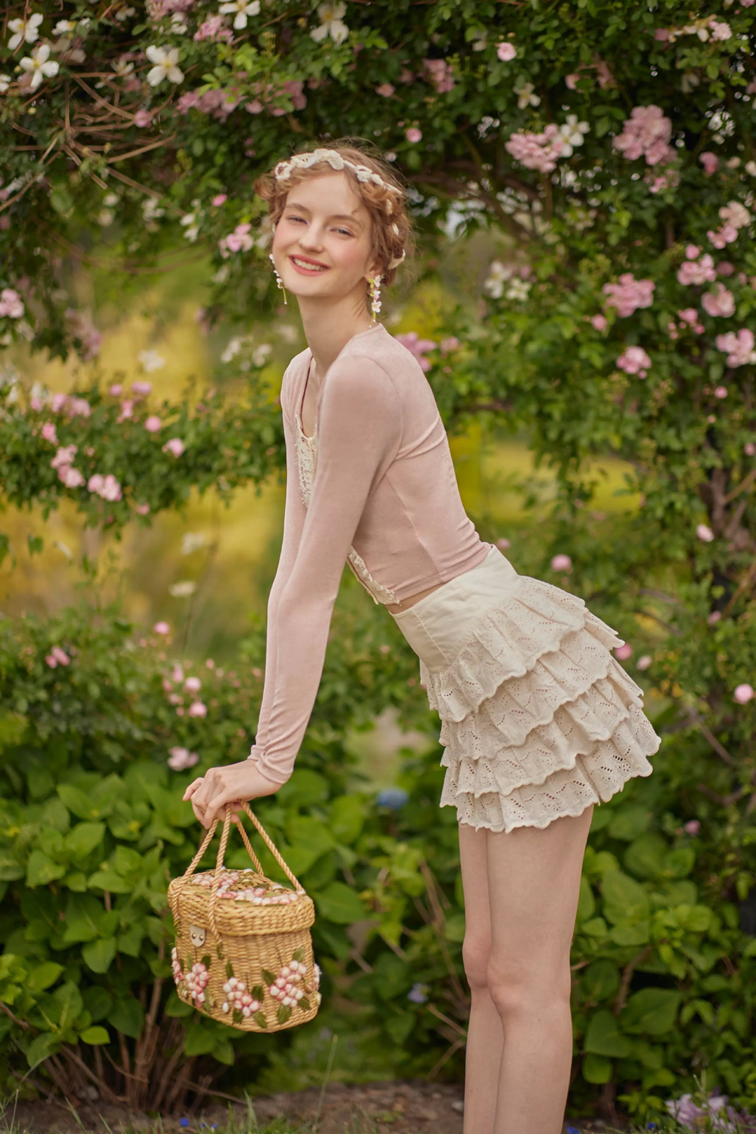 Vintage Layered Cutout Mini Skirt