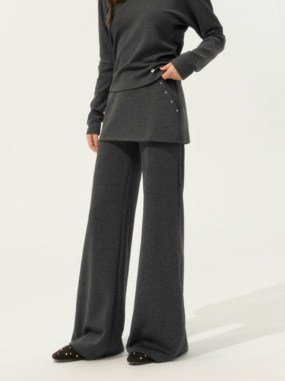 Lace Spliced Fake Two-Piece Knit Sweater