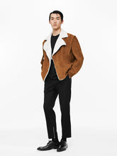 Lamb Wool Collar Faux Suede Jacket - CHINASQUAD