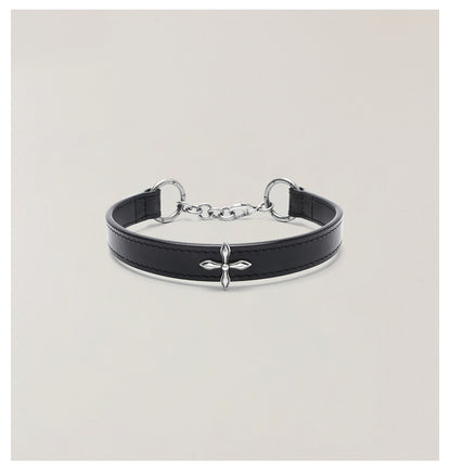 Compass Badge Leather Choker
