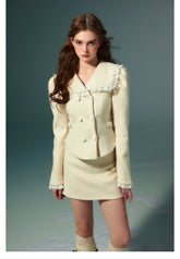 Naval Collar Wool Jacket & Skirt Set - CHINASQUAD