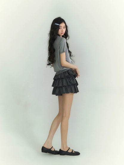 Diamond Panel Colorblock Polo Knit Top