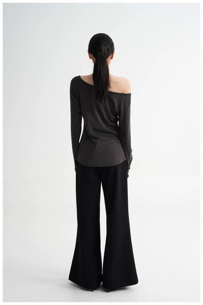 Waist-Cinching Fitted Long Sleeve T-Shirt