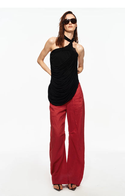 Linen Curved Wide Pants