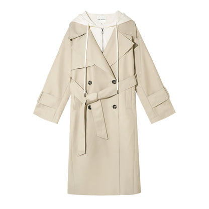 Layered Hooded Trench Coat