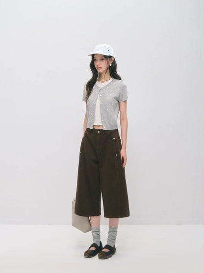 Polka Dot Layered Knit Short Sleeve Top