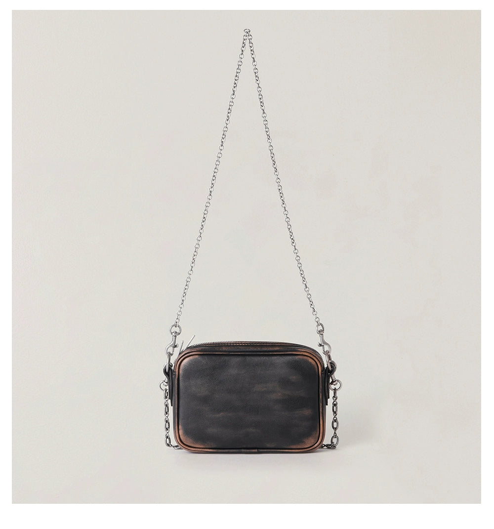 Compass Badge Leather Chain Bag (Small)