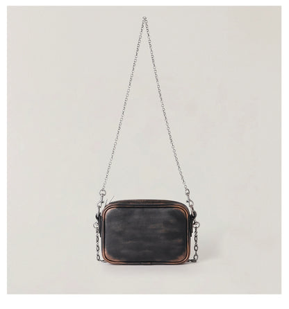 Compass Badge Leather Chain Bag (Small)