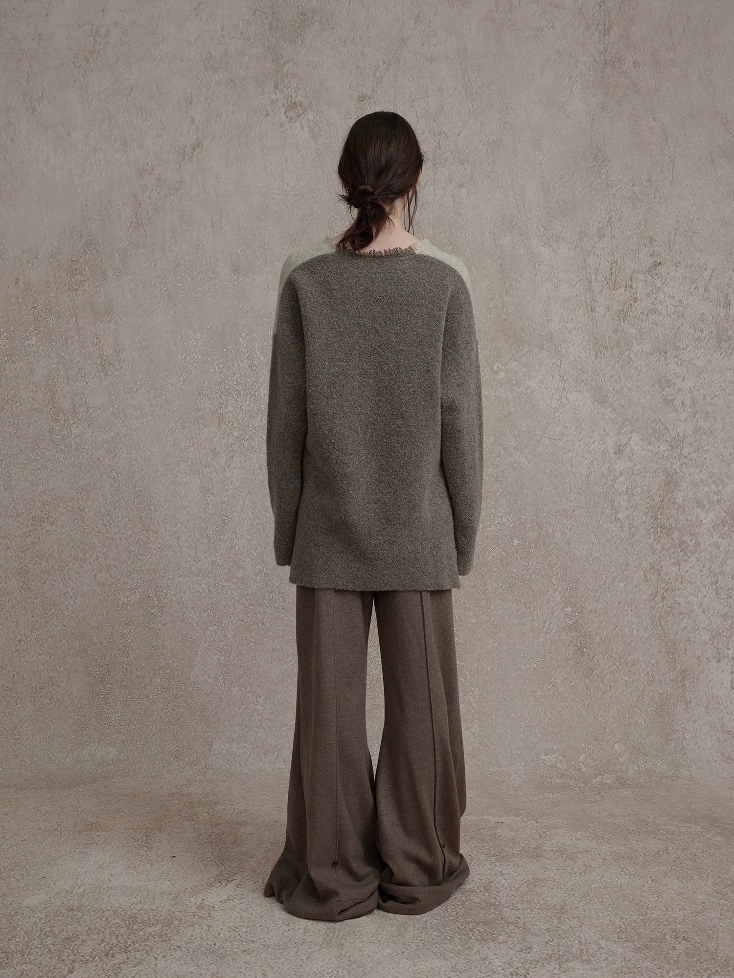 Wool Button-Front Straight-Leg Pants