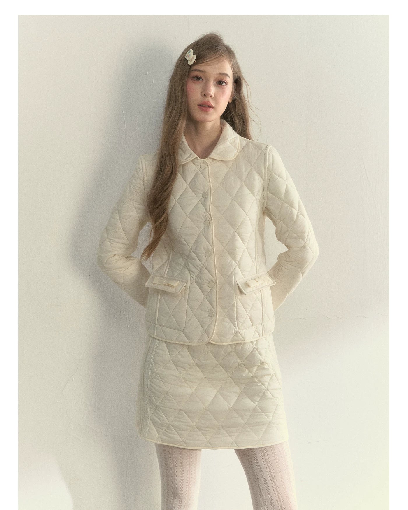 Reversible Quilted Doll Collar Jacket &amp; Skirt Set