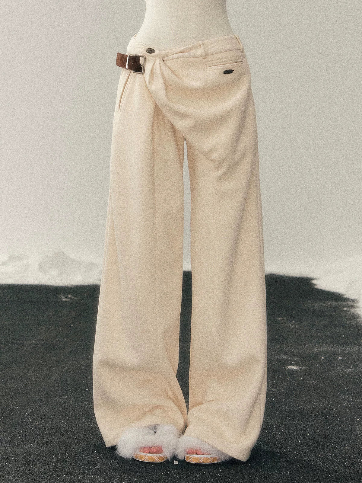 Korean Fleece-Lined Wide-Leg Pants