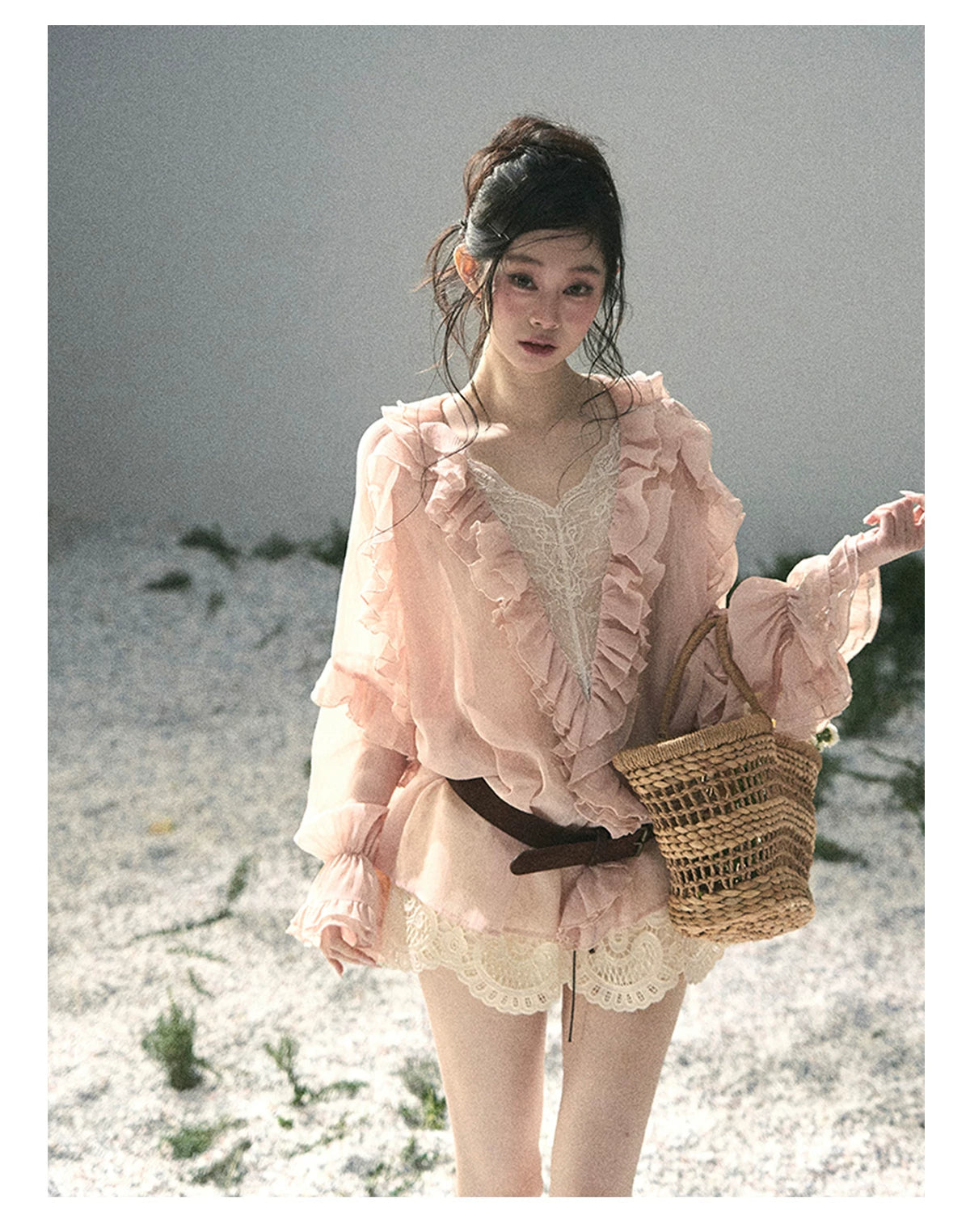 “Lost in Your Embrace” French Floral Cutwork Bubble Mini Skirt