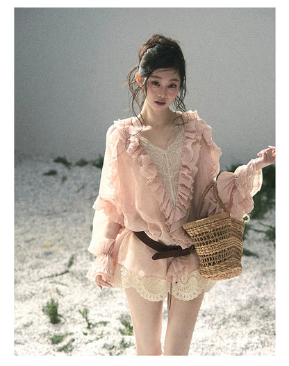 “Lost in Your Embrace” French Floral Cutwork Bubble Mini Skirt