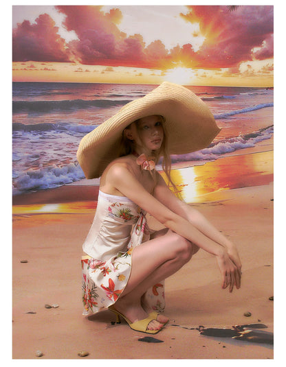 Printed Bandeau Top &amp; Mini Skirt Set