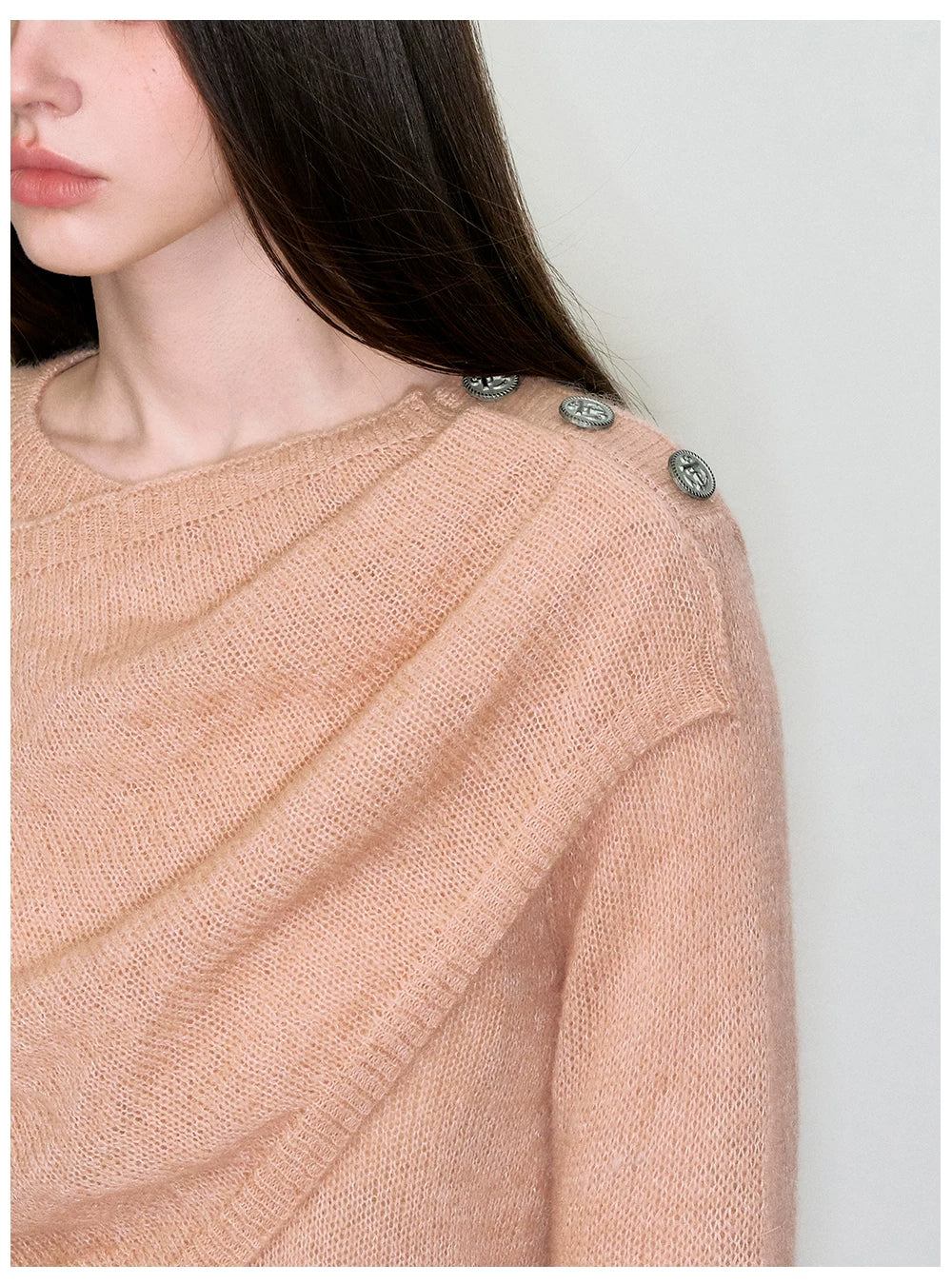 Shawl-Collar Relaxed Wool Knit Sweater