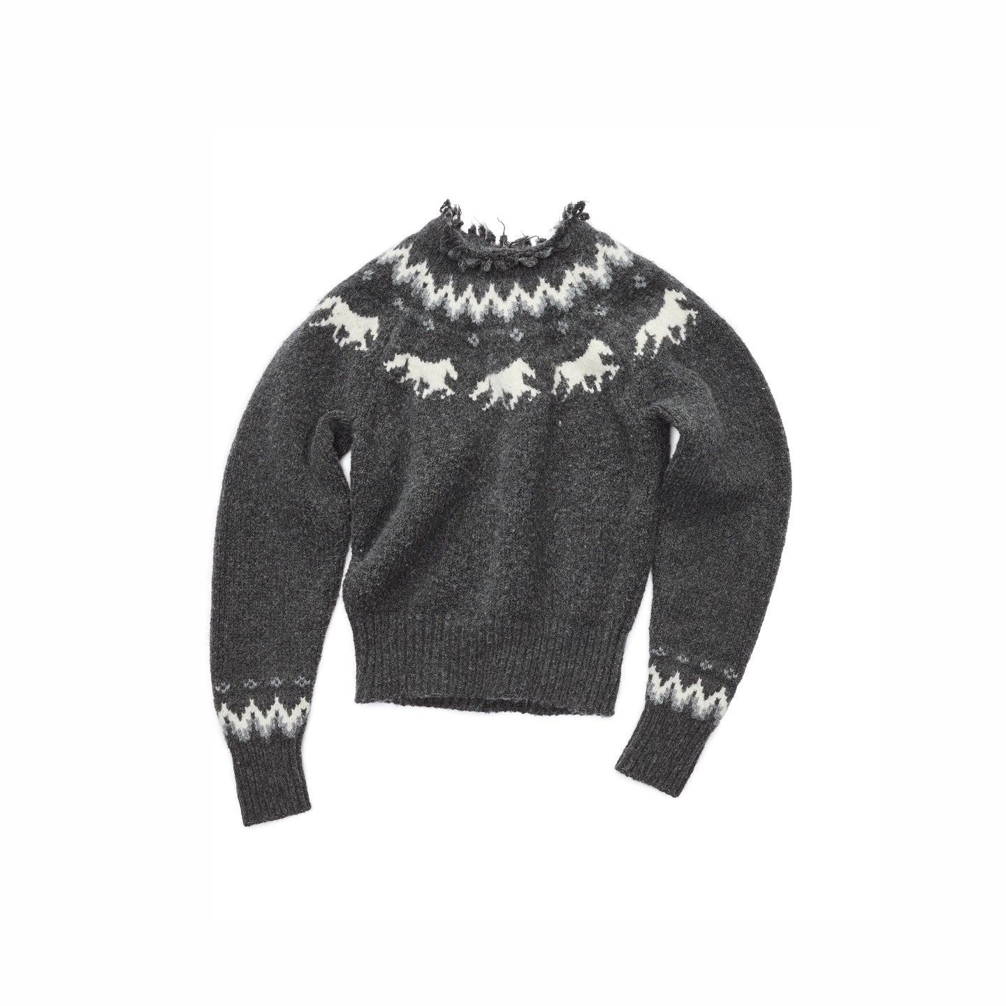 Fair Isle Pony Jacquard Chunky Knit Sweater