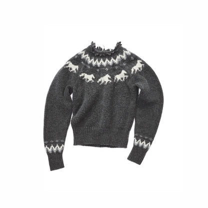 Fair Isle Pony Jacquard Chunky Knit Sweater