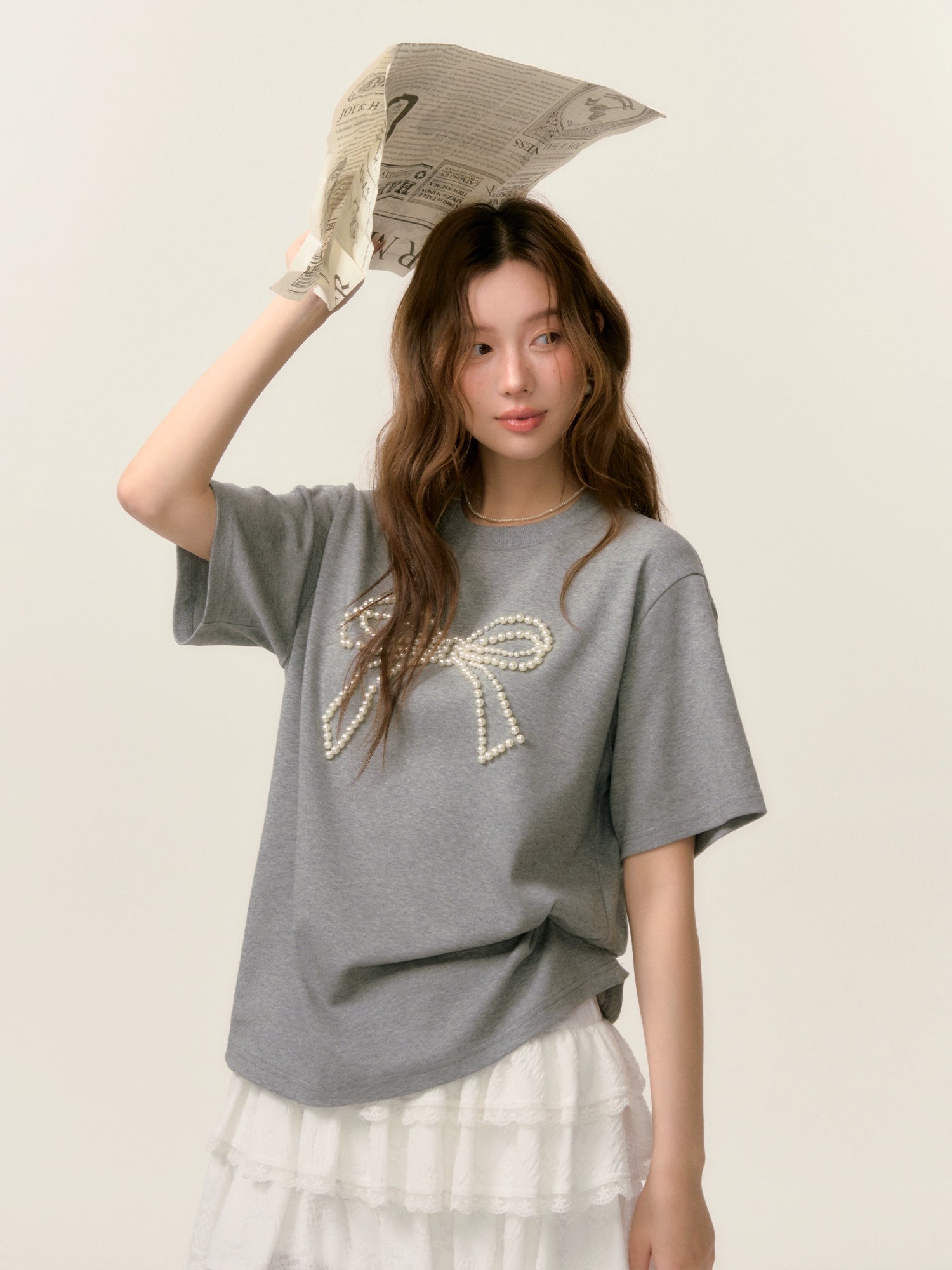 Beaded Bow-knot T-Shirt - CHINASQUAD