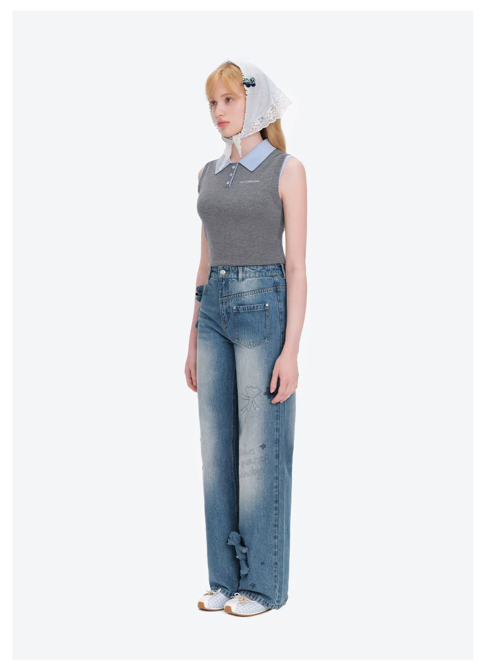 Bear Sketch Denim Pants