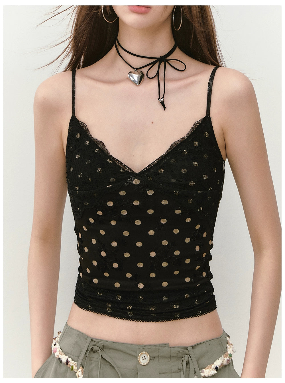 Irregular Tie-Dye Polka Dot Lace Vest - CHINASQUAD