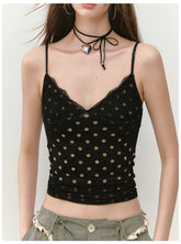 Irregular Tie-Dye Polka Dot Lace Vest - CHINASQUAD