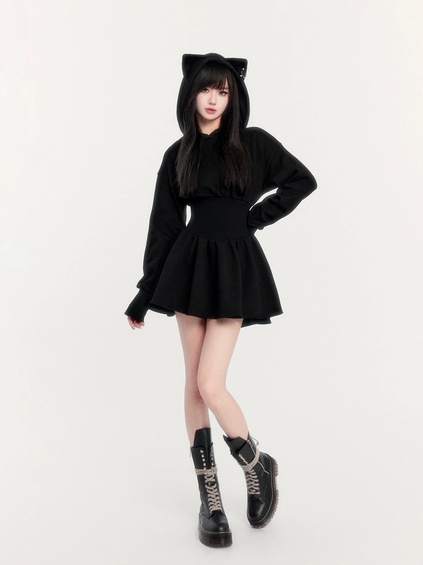 Waist-Cinching Sweatshirt Dress