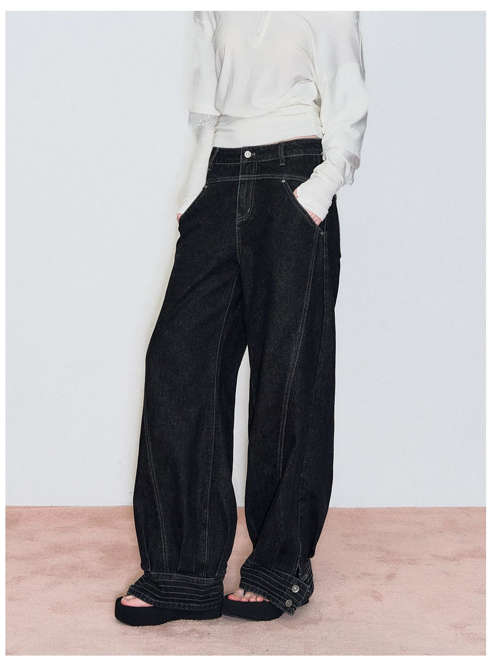 Deconstructed Patchwork Straight-Leg Denim Jeans