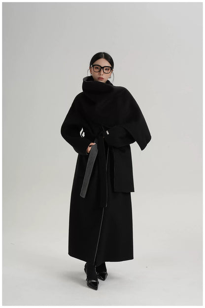 Two-Tone Double-Faced Wool Long Coat