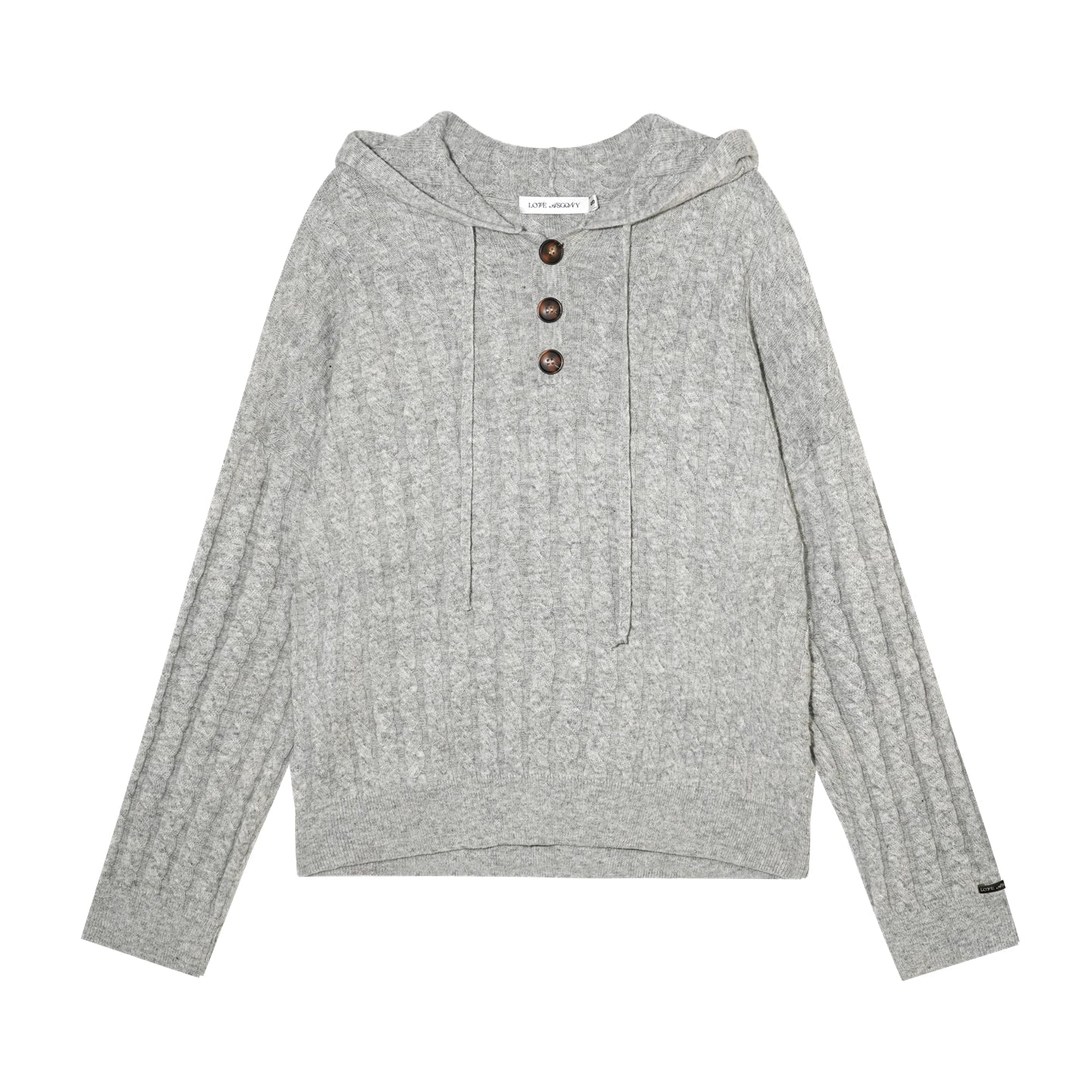 Wool Blend Cable Knit Hoodie &amp; Wide-Leg Pants Set