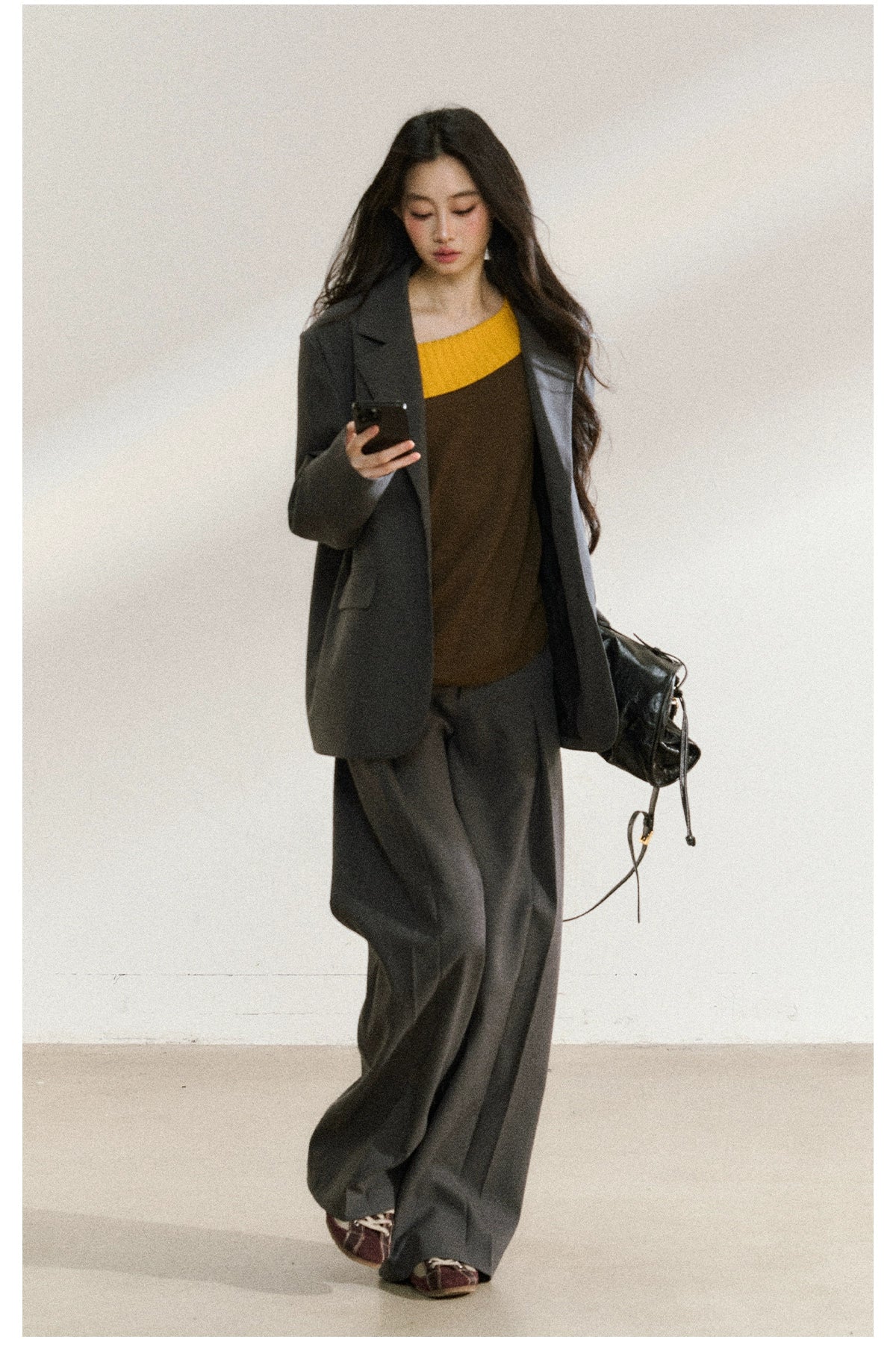 Charcoal Tailored Oversized Blazer
