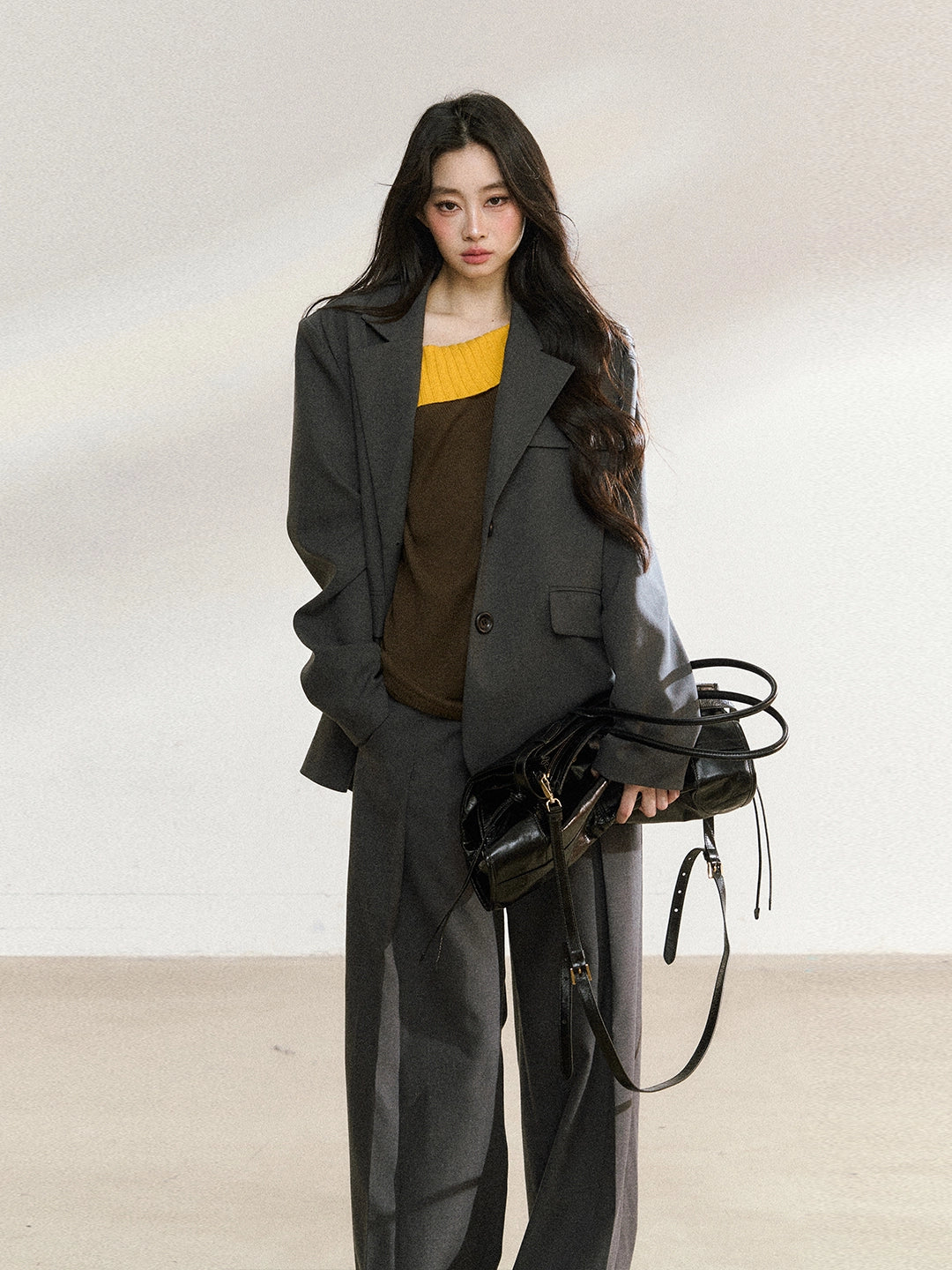 Charcoal Tailored Oversized Blazer