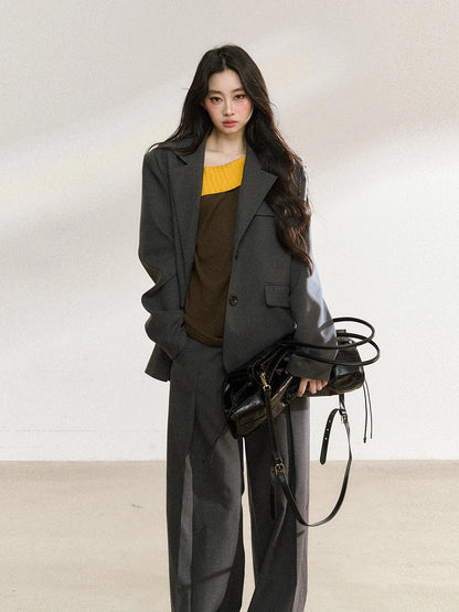 Charcoal Tailored Oversized Blazer