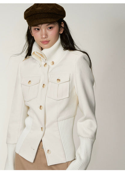 Vintage Cinched-Waist Double-Way Wool Jacket