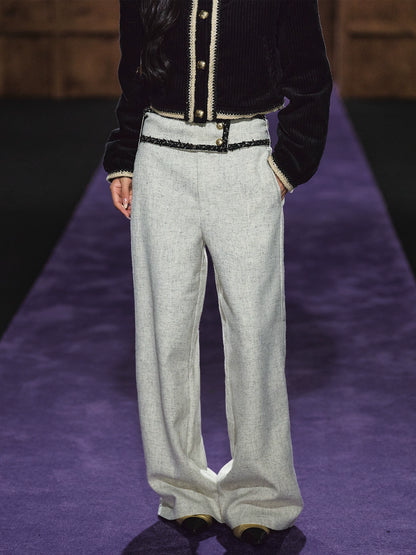 High-Waisted Tailored Wide-Leg Suit Pants