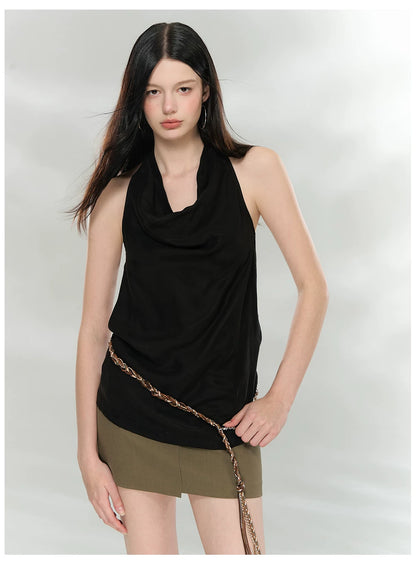 Draped Cowl Neck Halter Top