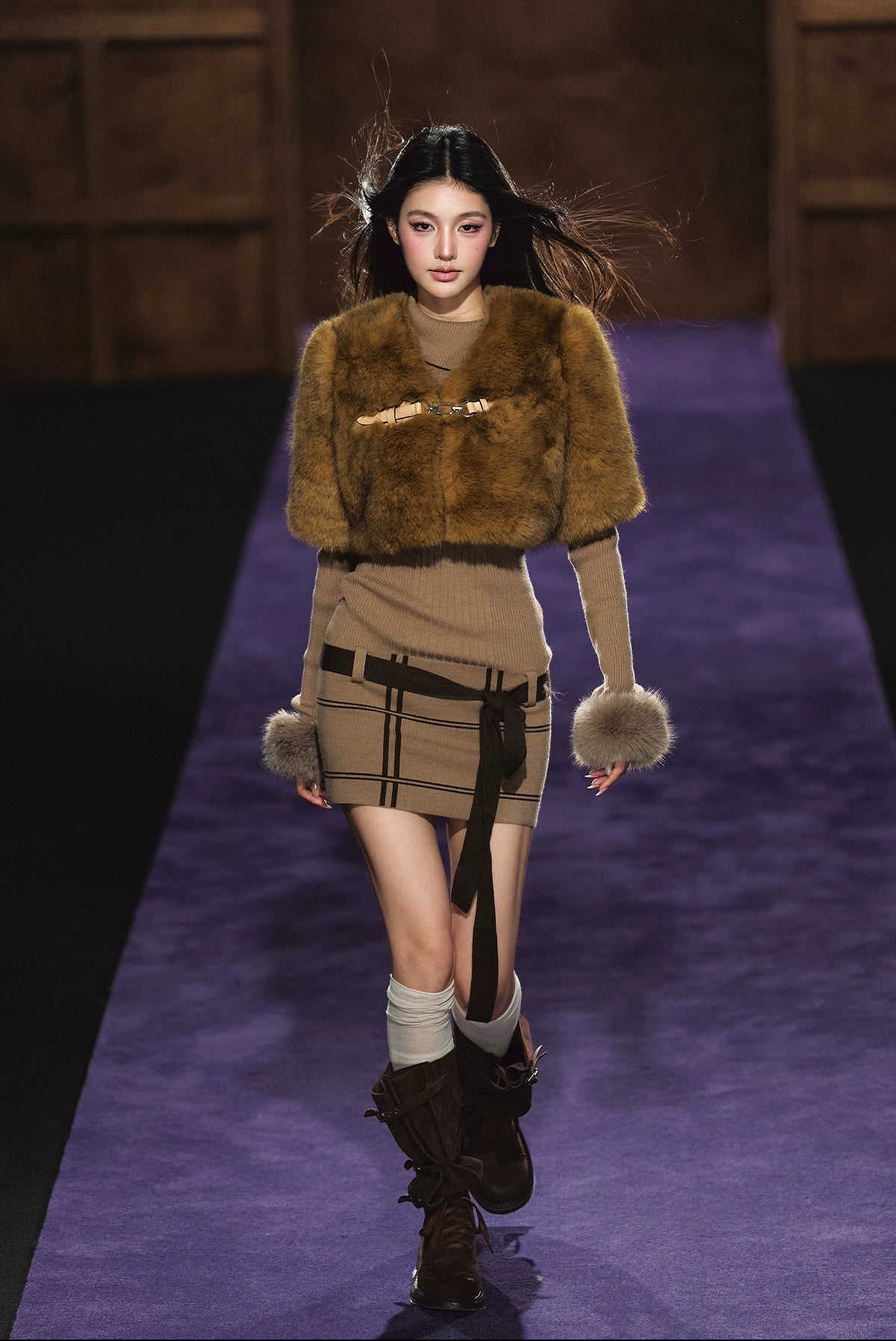 Maillard Faux Fur Cropped Cape