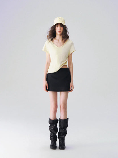 Slub Cotton Minimalist V-Neck Tee