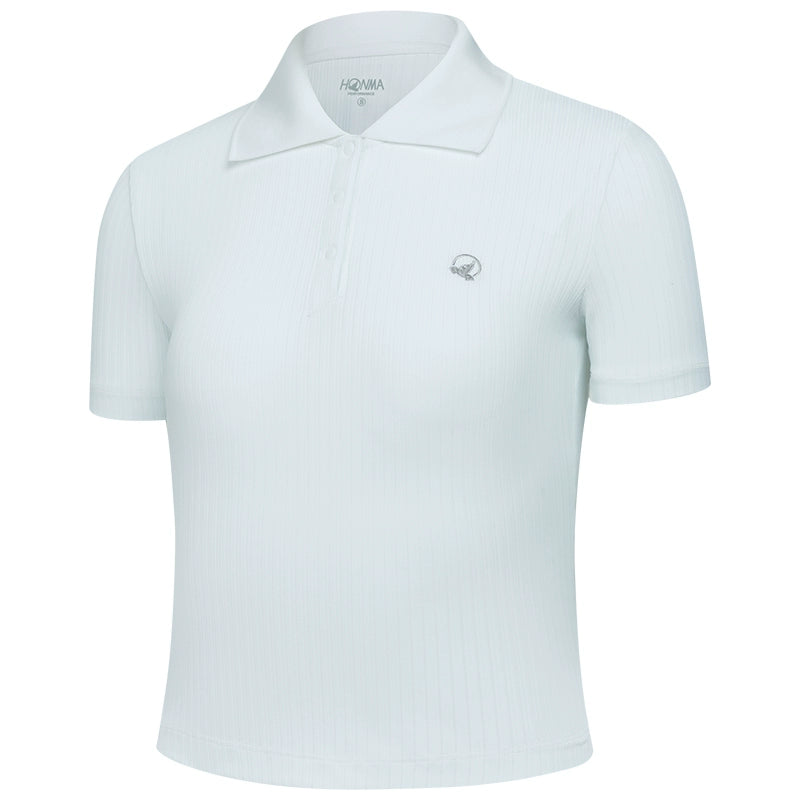 White &amp; Light Purple Fitted Golf Polo Sports T-shirt