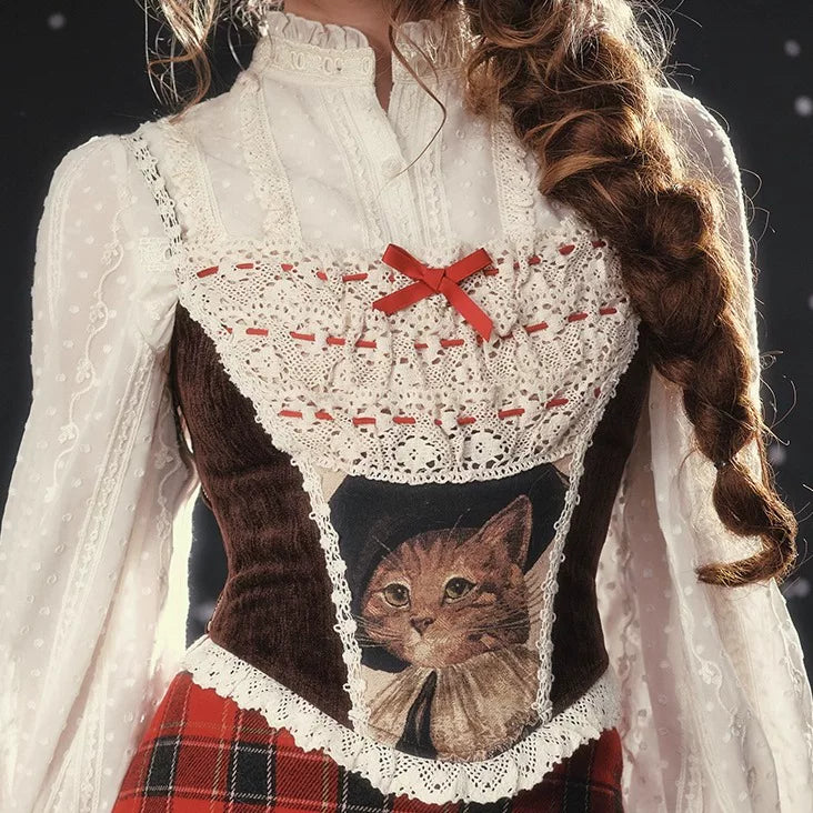 Christmas Night Corset Top &amp; Plaid Skirt Set