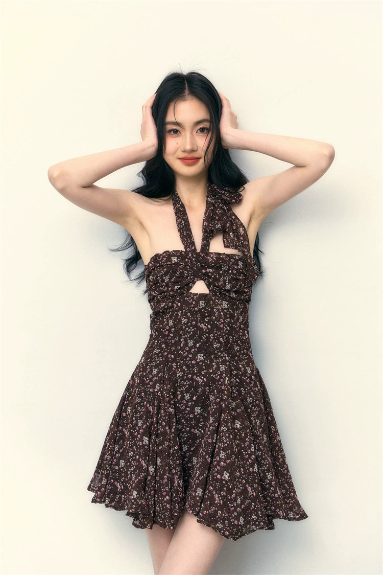 Dark Brown Floral Dress