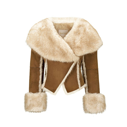 Mishka Faux Shearling Suede Cropped Jacket